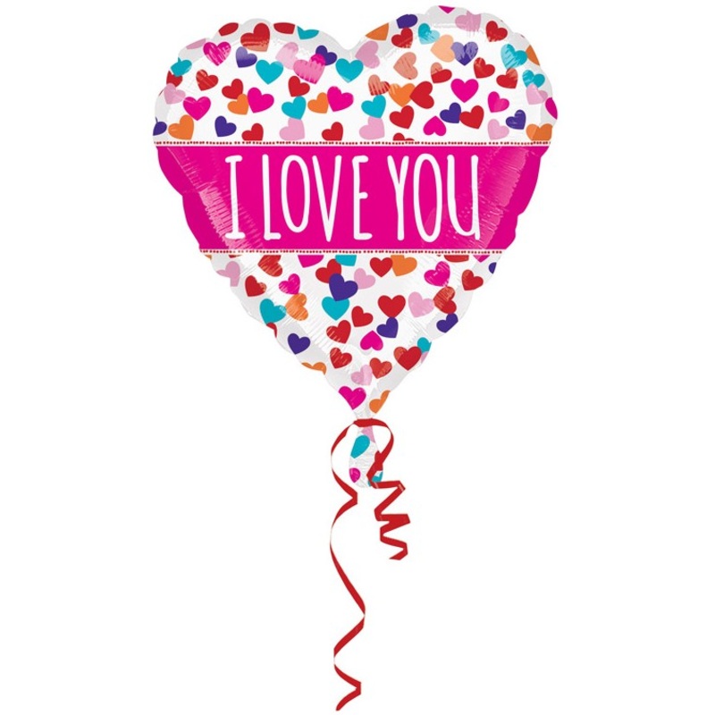 Confetti rain heart balloon I love you 45cm