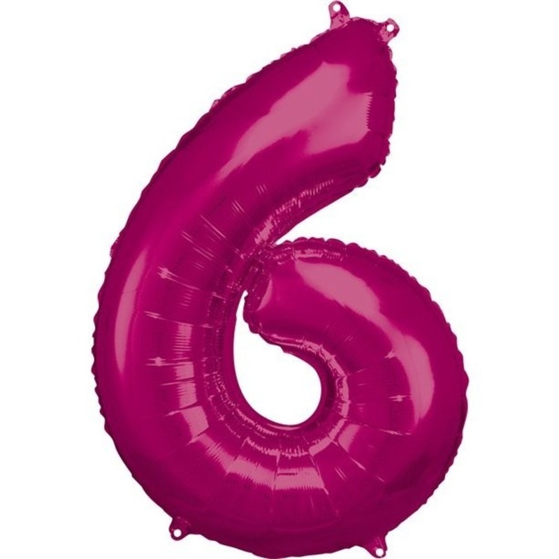 Number balloon 6 metallic pink 86cm