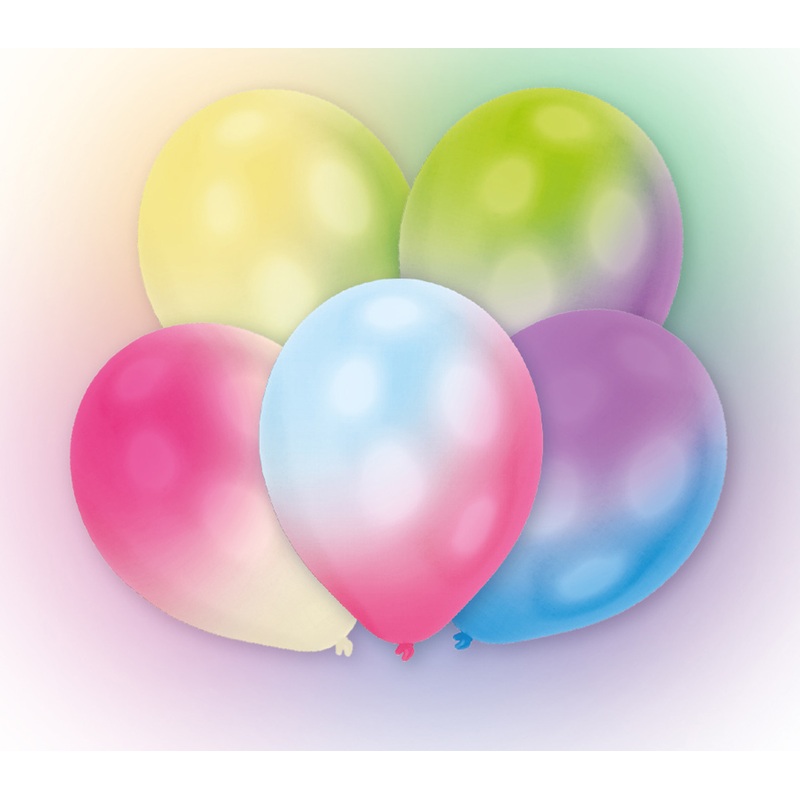 Set of 5 LED balloons colored 24h burning time