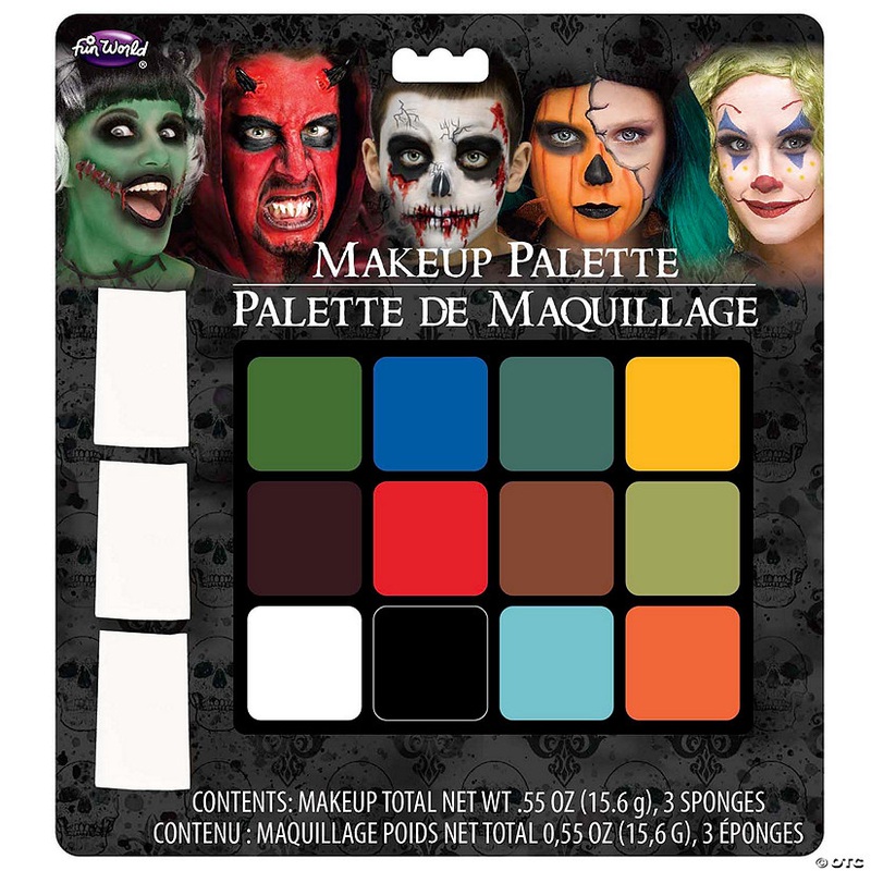 12-Color Oil-Based Makeup Palette with Sponges