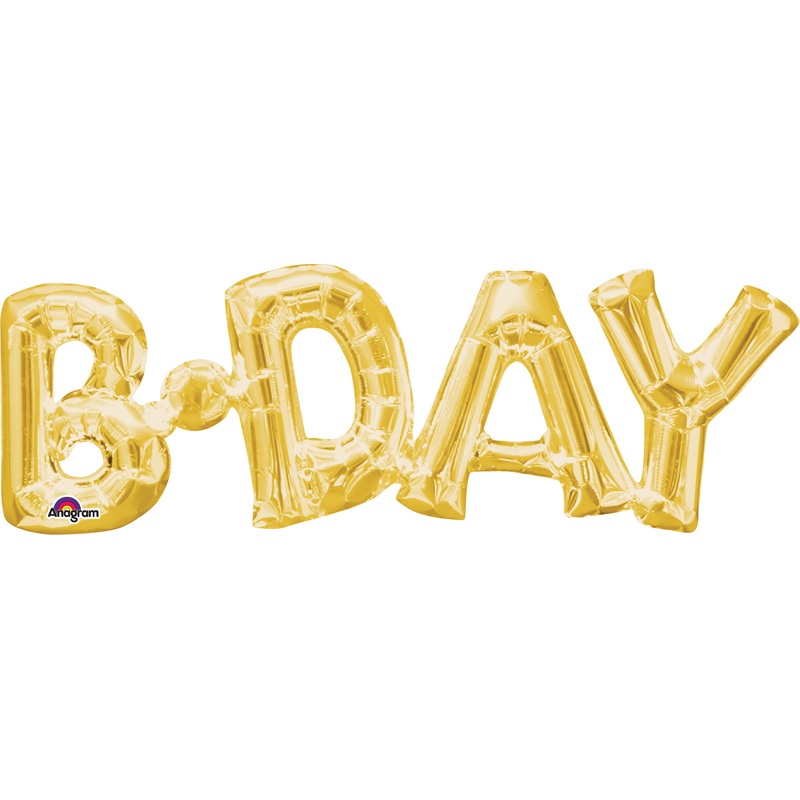 Foil balloon lettering B-Day in gold 66x22cm