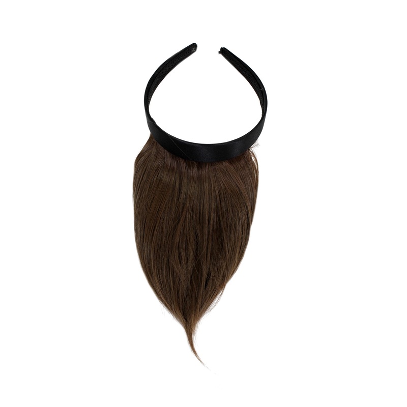 Hair Piece Clip in Bangs Fringe hair circlet synthetic fiber medium brown HA073T