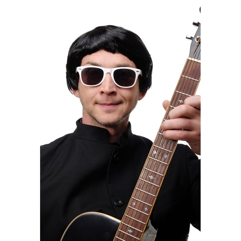 Halloween Wig men man Popstar Mod Britpop 60ies Style bowl cut black 1496