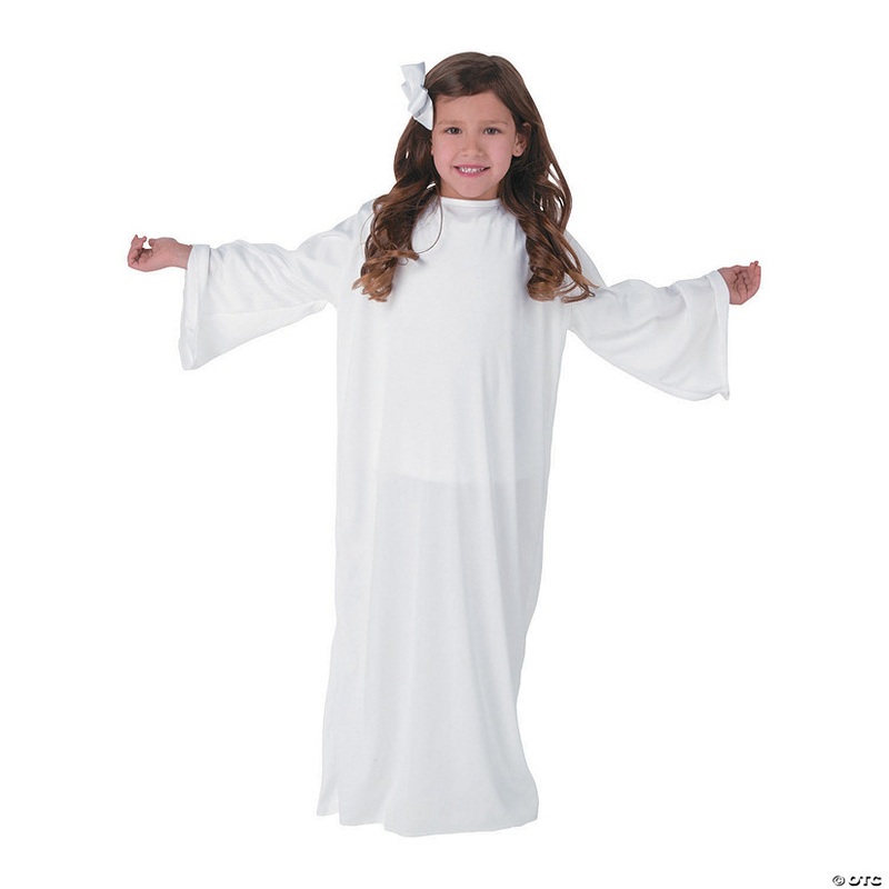 Kids White Angel Gown Polyester Nativity Costume – Small/Medium
