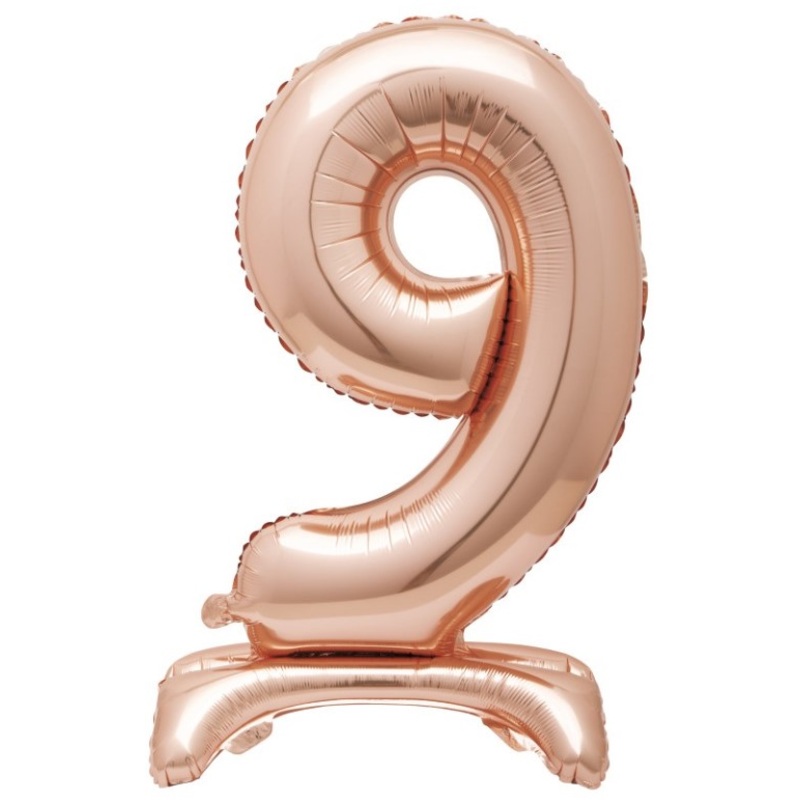 Number 9 standing balloon rose gold 76cm