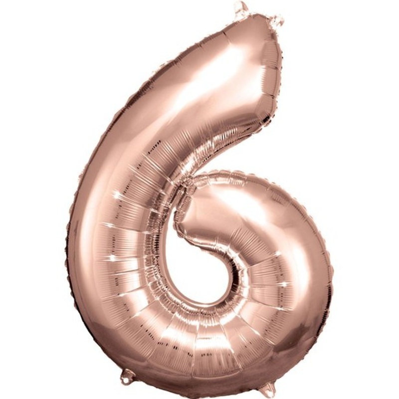 Rose gold number 6 balloon 86cm