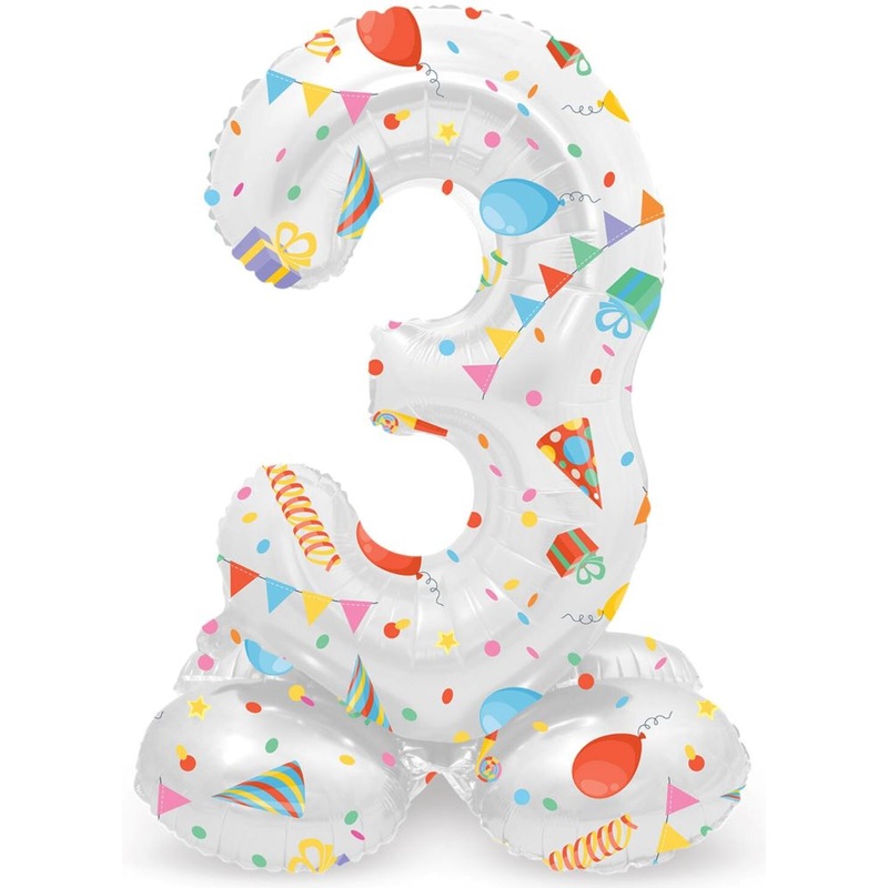 Standing Number 3 Partytime Balloon 72cm