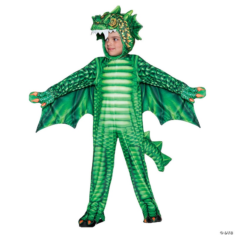 Toddler Printed Green Dragon Jumpsuit Costume
