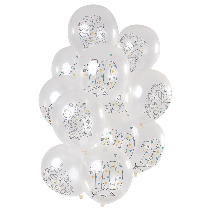 10th birthday 12 latex balloons origami