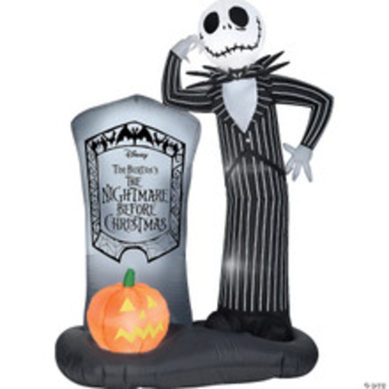 72 Blow Up Inflatable Jack Skellington with Tombstone Outdoor Halloween Yard Decoration