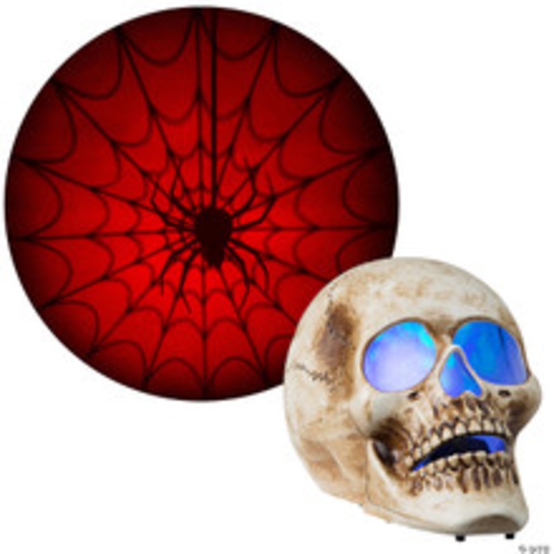 Blazing Scenes  10-inch Skull with Red Spider Web Projection