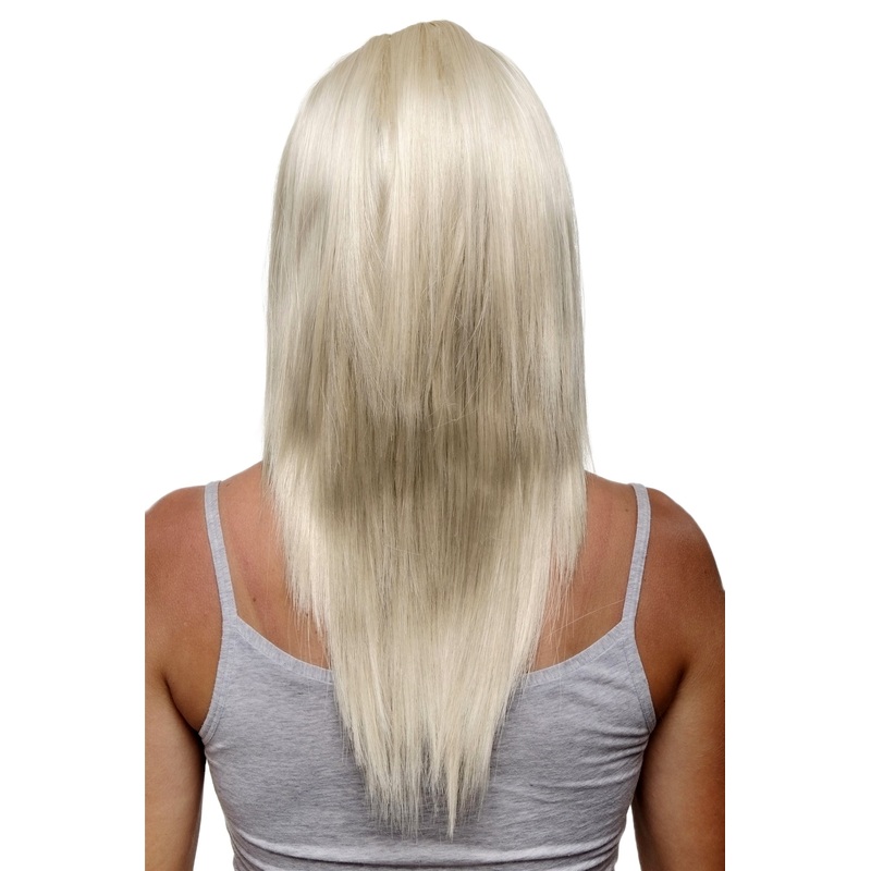 Hairpiece half wig clip-in extension 5 clips long straight light blond HD1401