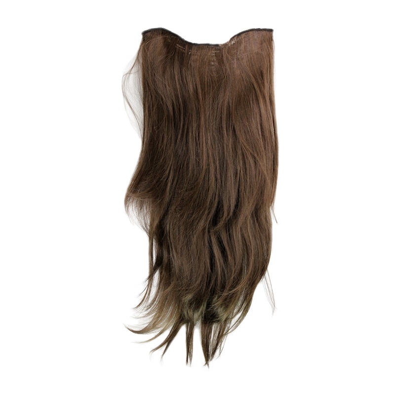Hairpiece Halfwig 7 Clip In Extension very long straight medium ash brown H9505