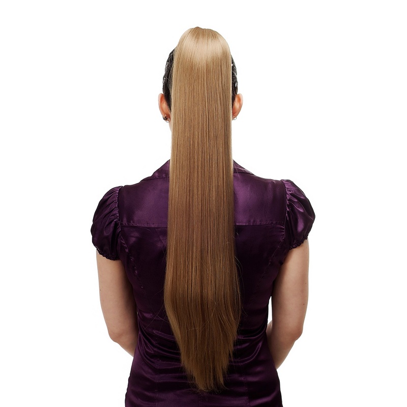 Hairpiece Ponytail Extension extremely long straight sleek light brown T113-14