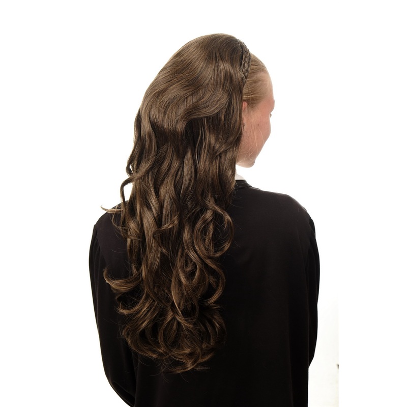 Half Wig Hairpiece Extension Braided Headband Wavy Brown Blond Highlights DW1025