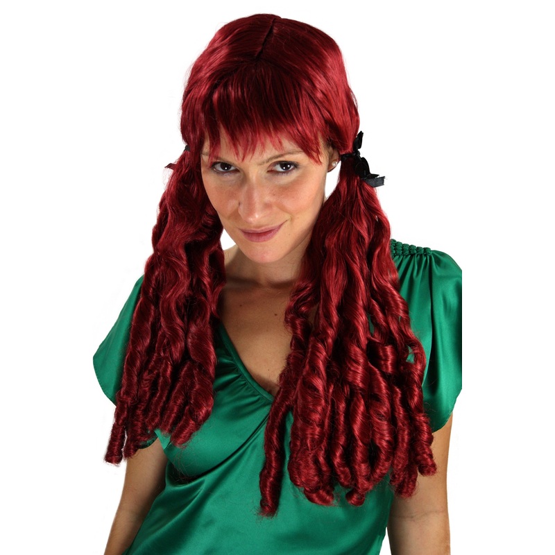 Lady wig 2 long plaits braids pigtails ringlets red Baroque colonial Pirate SY-032