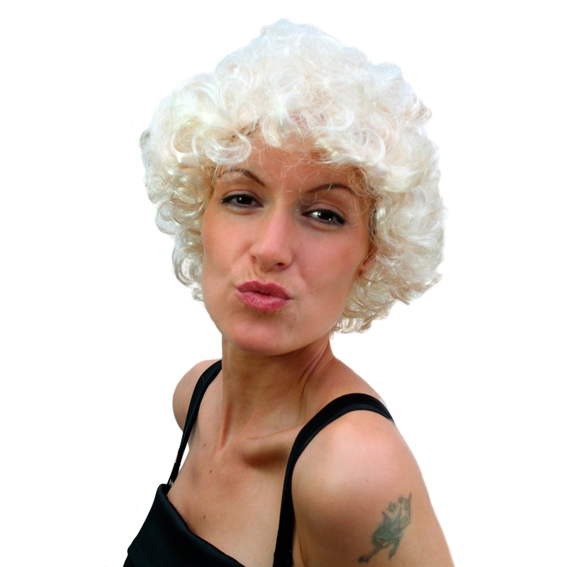 Party Halloween Lady women wig Marilyn bright blond platinum curled curls TH32