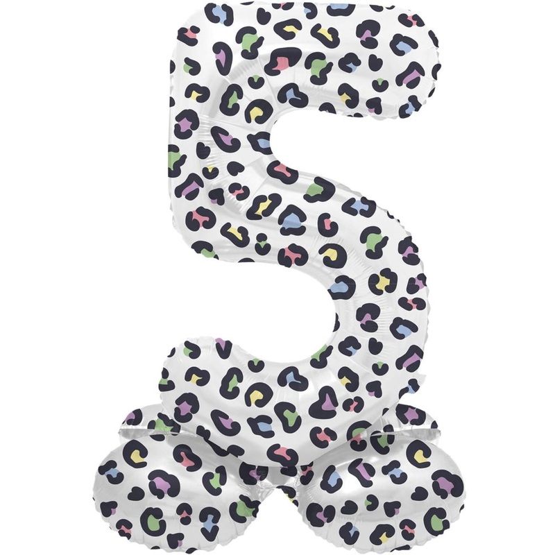 Standing Number 5 Balloon Leopard 72cm