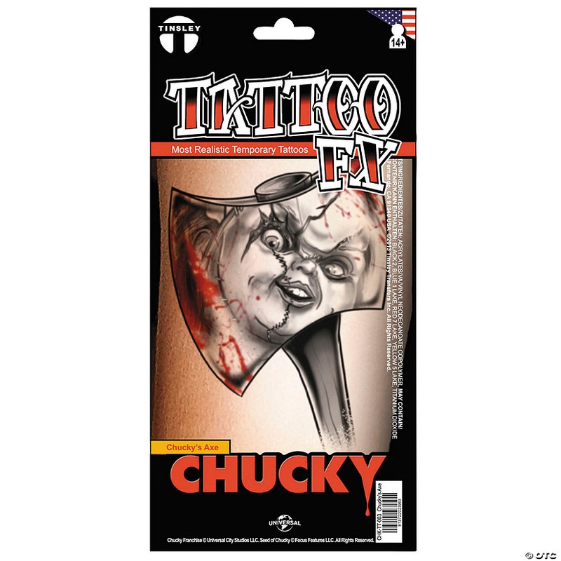 Tinsley Transfers Child’s Play Axe with Chucky’s Face Temporary Tattoo