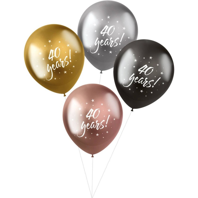 4 metallic balloons 40th birthday 33cm