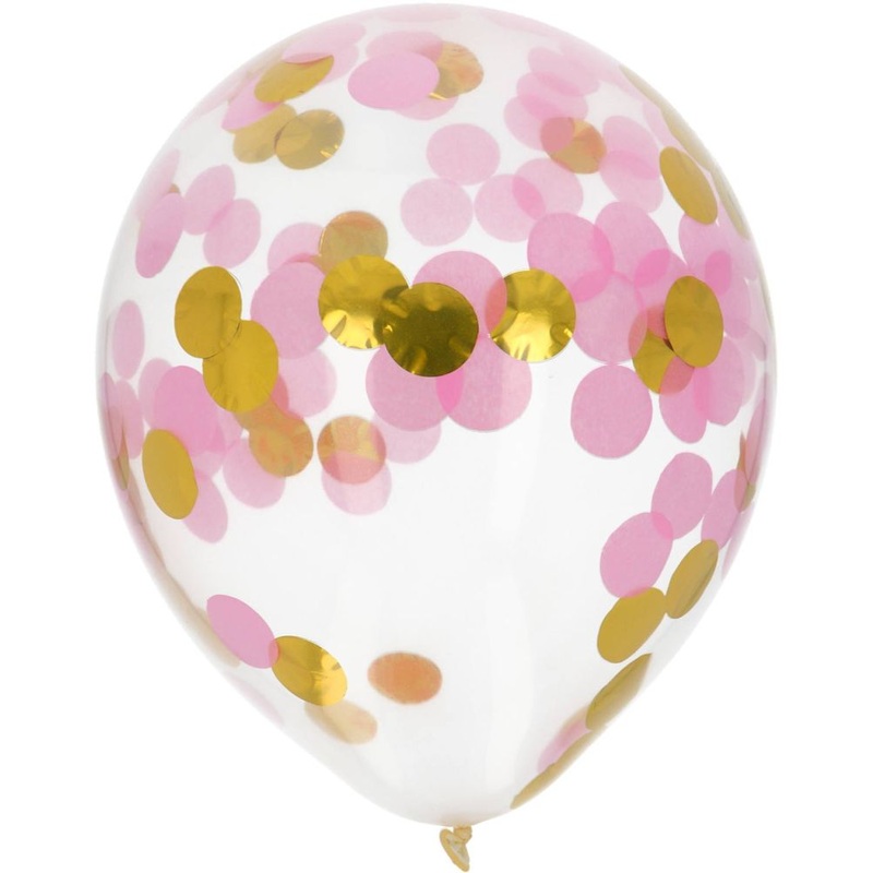 4 pink-gold confetti balloons 30cm