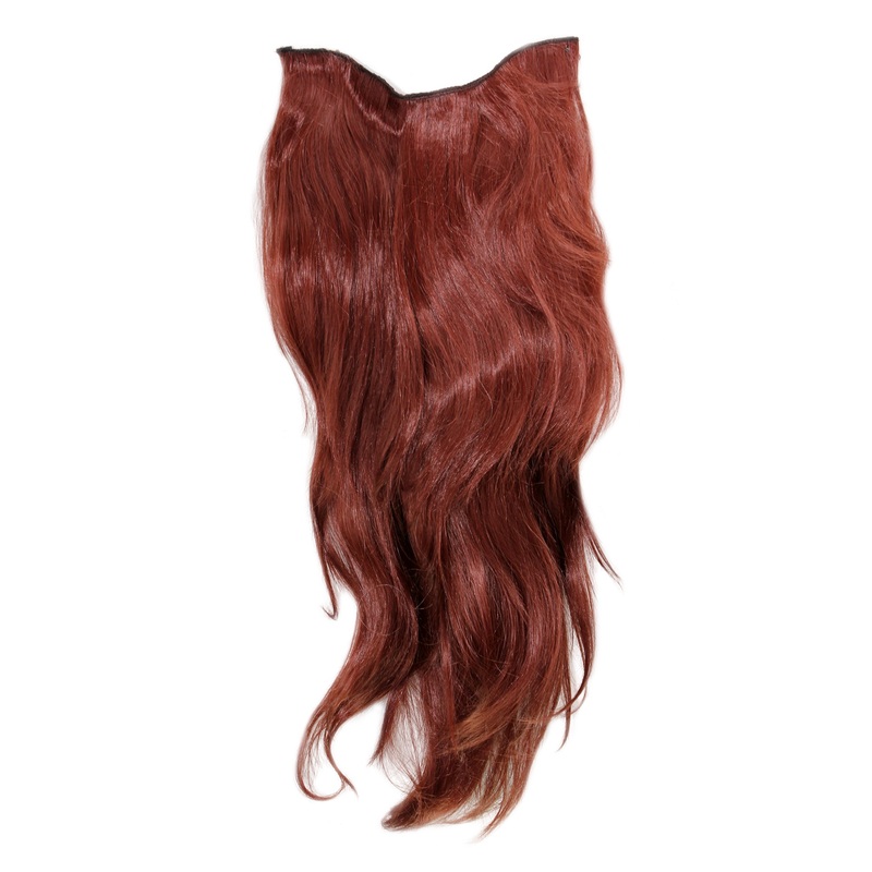 Hairpiece Halfwig 7 Clip In Extension very long straight dark red H9505