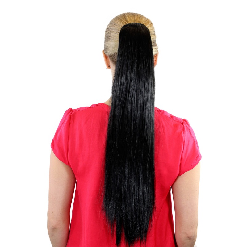 Ponytail Hairpiece extension very long straight off black XF-6464-2