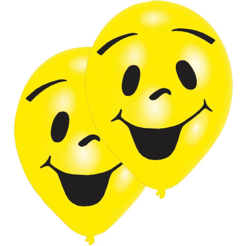 Set of 8 smiling smiley balloons 25 cm