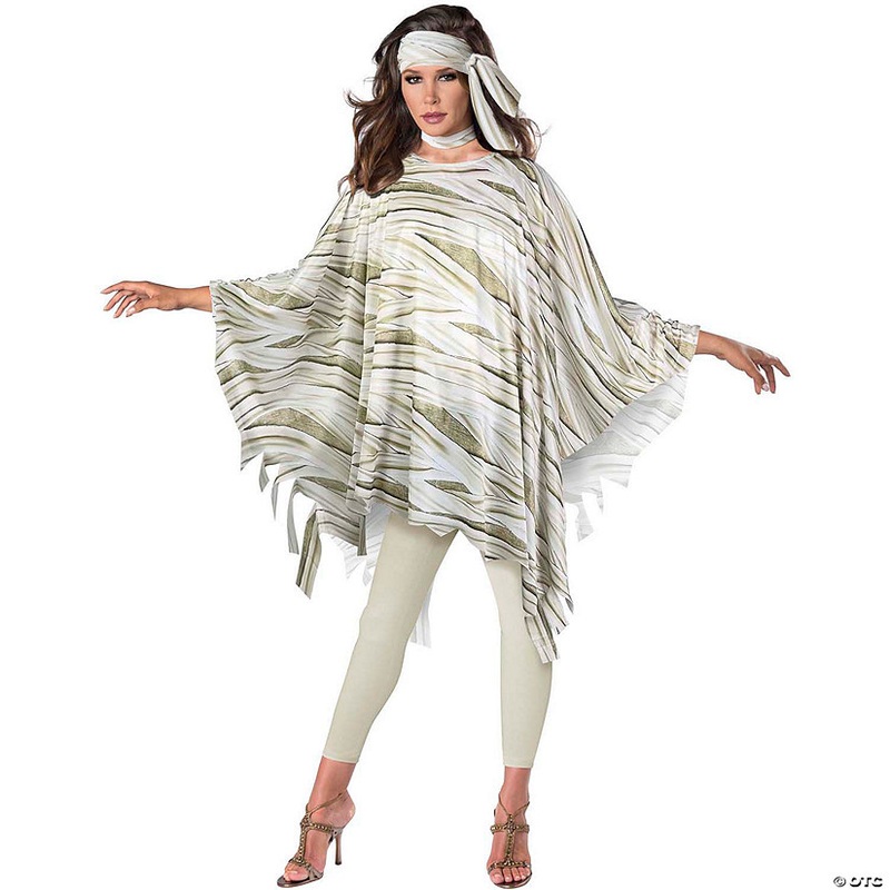 Womens Multicolor Mummy Poncho Costume – One Size