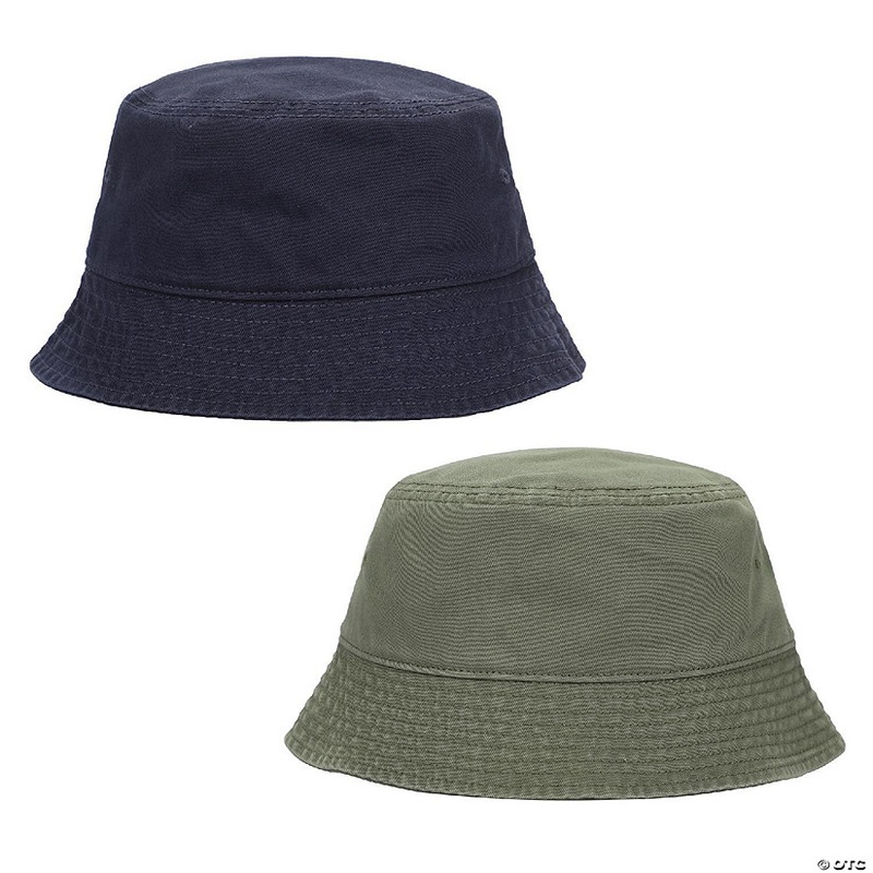 2-Pack Navy & Olive Washed 100% Cotton Bucket Hat Everyday Cotton Style Unisex Trendy Lightweight Outdoor Hot Fun Summer Beach Vacation Getaway Headwear