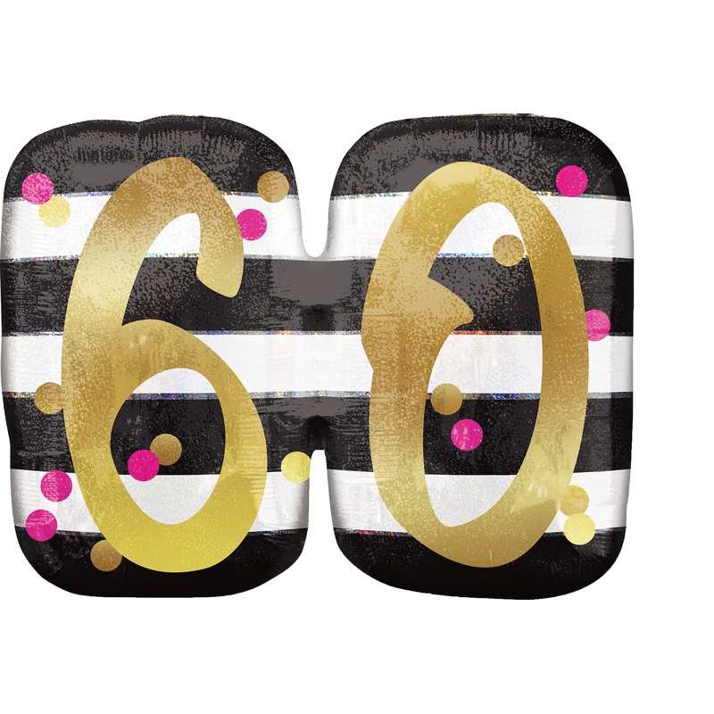 Foil balloon 60 black-white-gold
