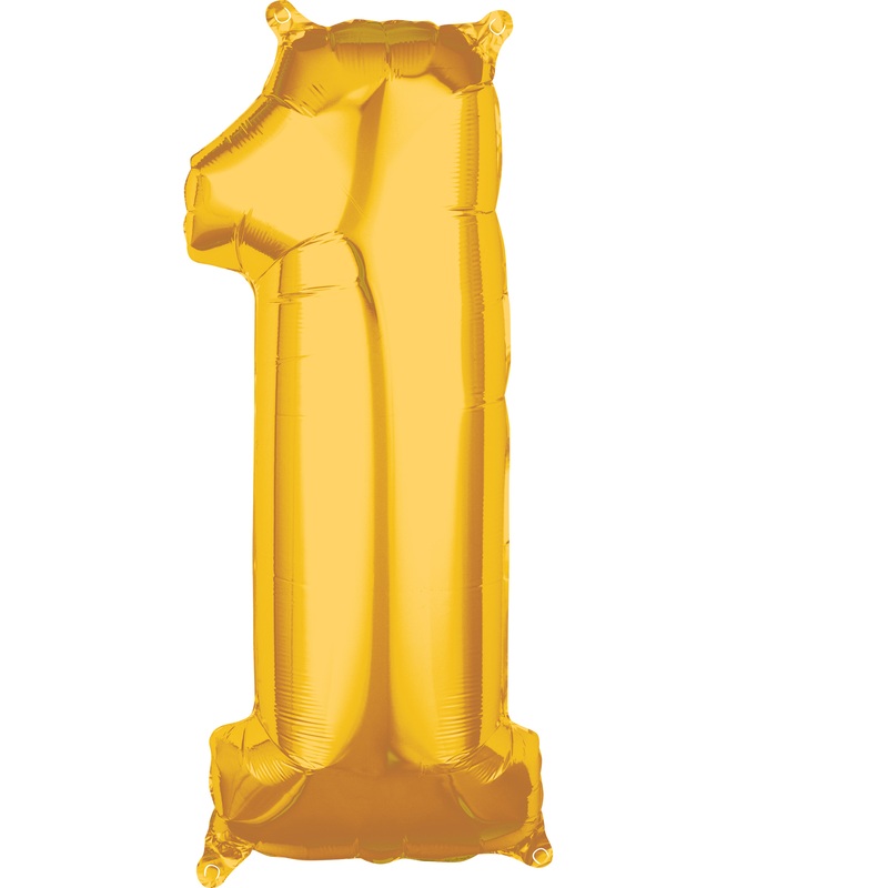 Number balloon 1 in gold 27 x 66cm