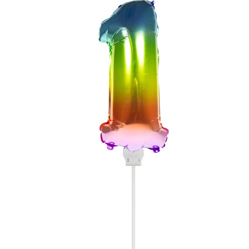 Rainbow number 1 stick balloon 36cm