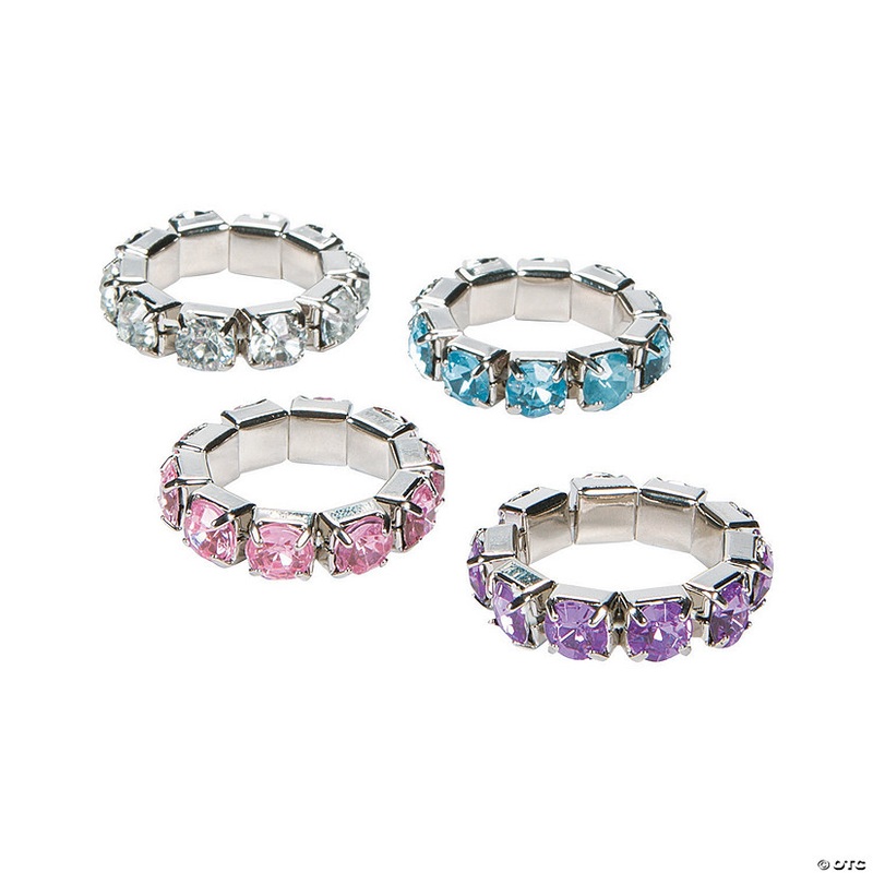 Rhinestone Stretchy Rings – 24 Pc.