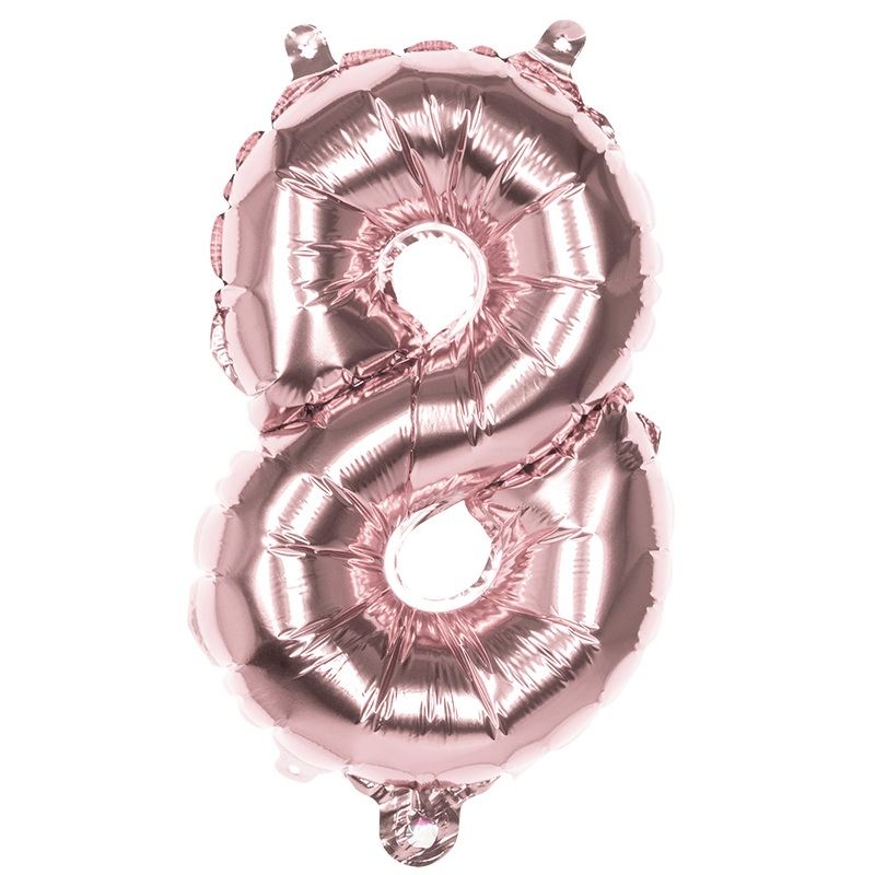 Rose gold number 8 foil balloon 36cm