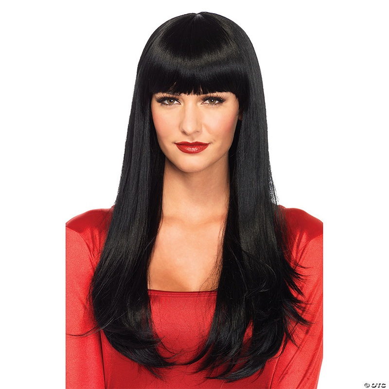 Women’s Black Long-Haired Wig with Long Bangs