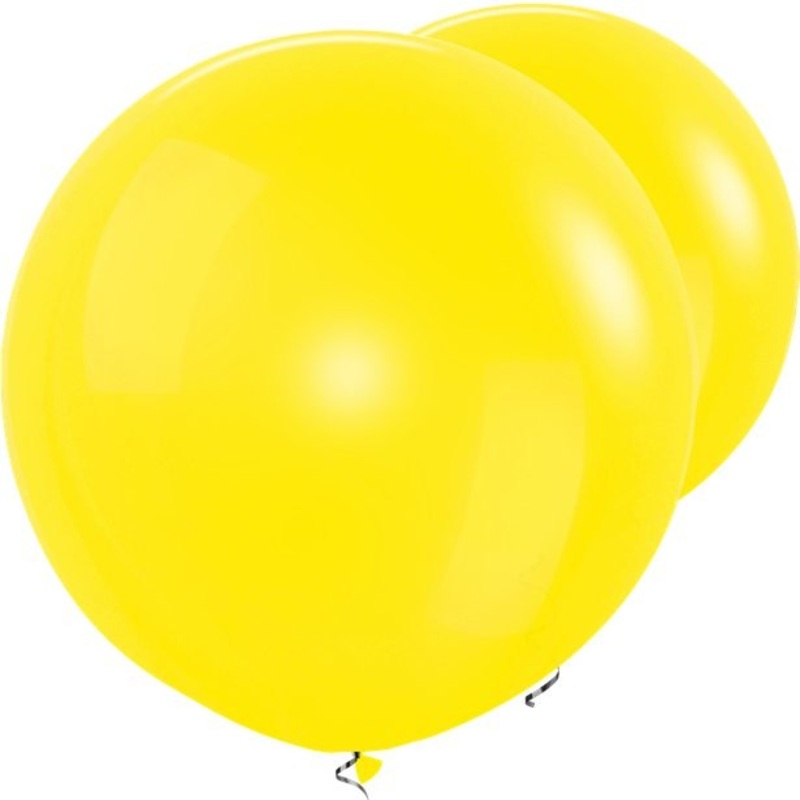 2 lemon yellow XL balloons 91cm