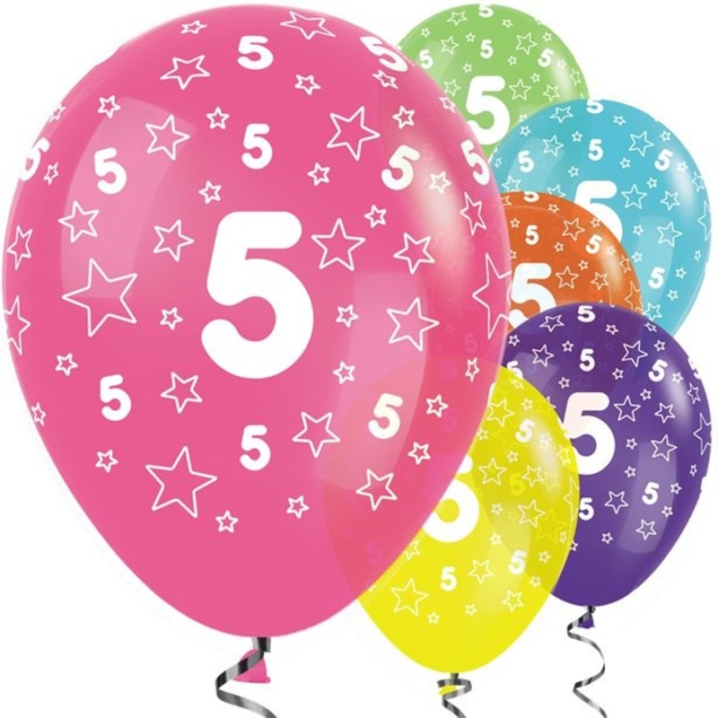 25 Cheerful 5th Birthday balloons 30cm