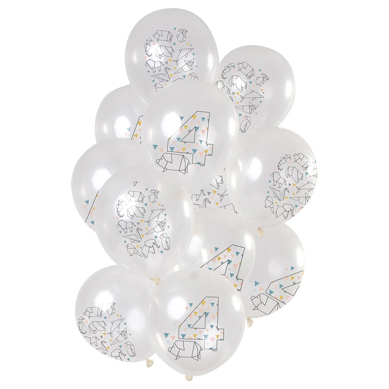 4th birthday 12 latex balloons origami