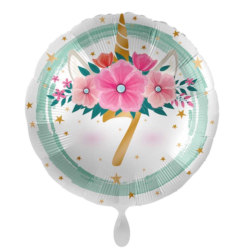 7th birthday balloon boho unicorn 45cm