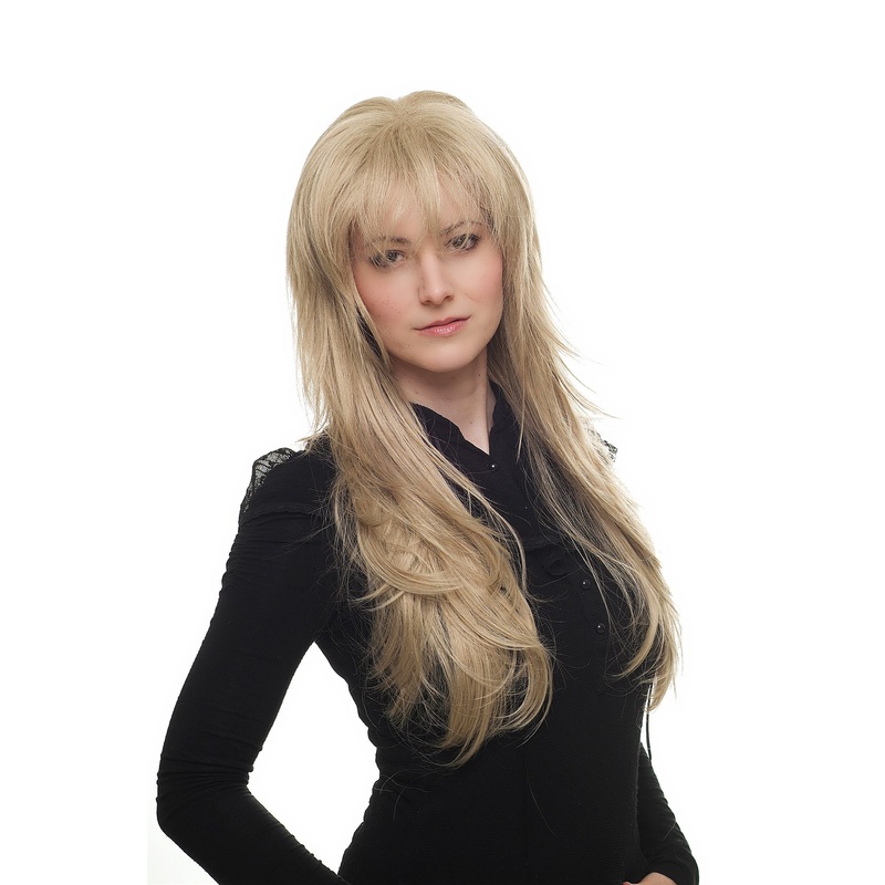 Lady wig extremely long backcombed teased volume blonde mix retro Glam Rock 3265