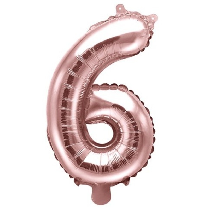 Number 6 Foil Balloon Rose Gold 35cm