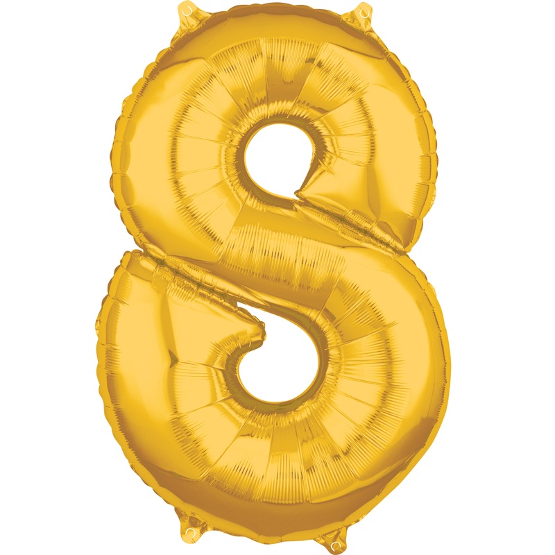 Number balloon 8 in gold 45 x 66cm