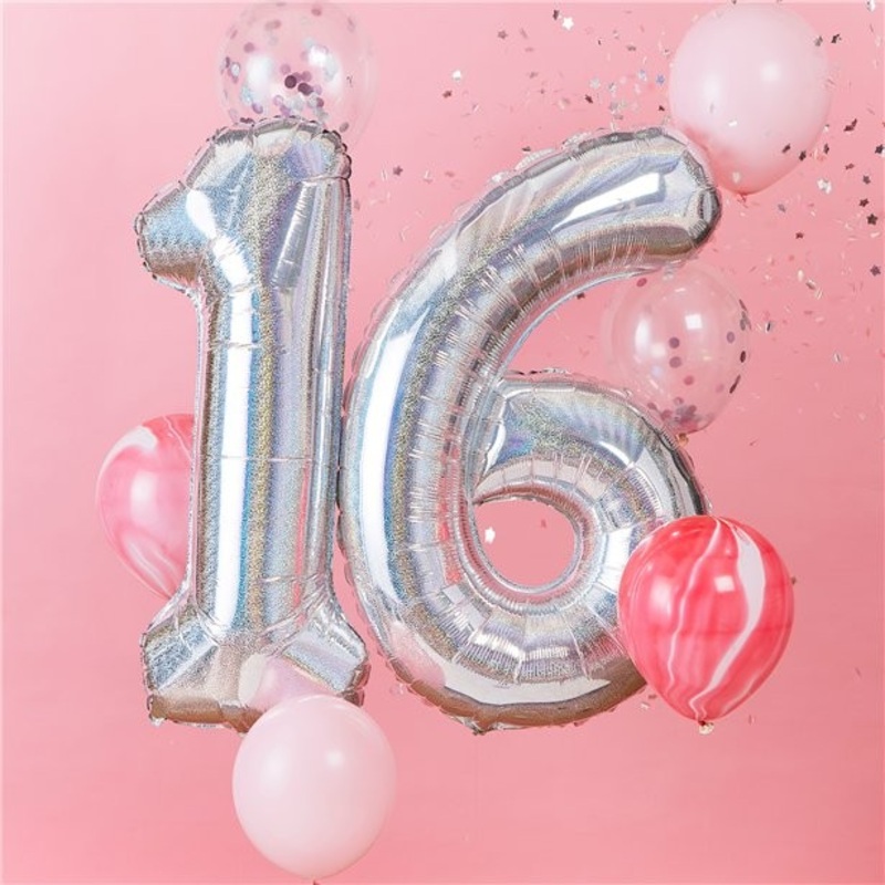 Sparkling 16th Birthday foil balloons 1.02m