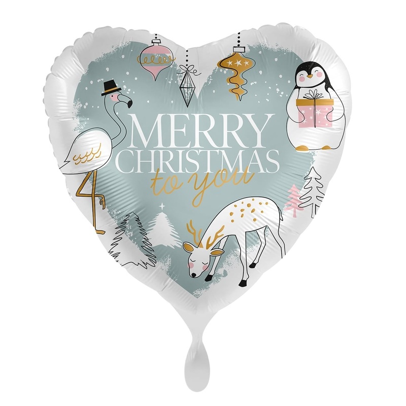 Winter forest friends heart balloon 45cm