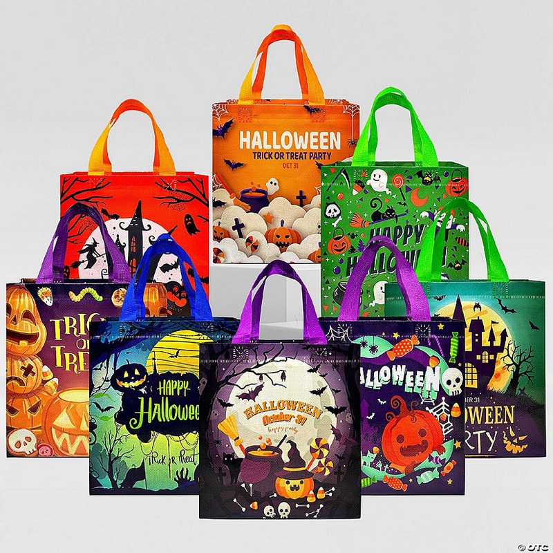 Wrapables Non-Woven Reusable Halloween Trick or Treat Bags, 8pc Assorted