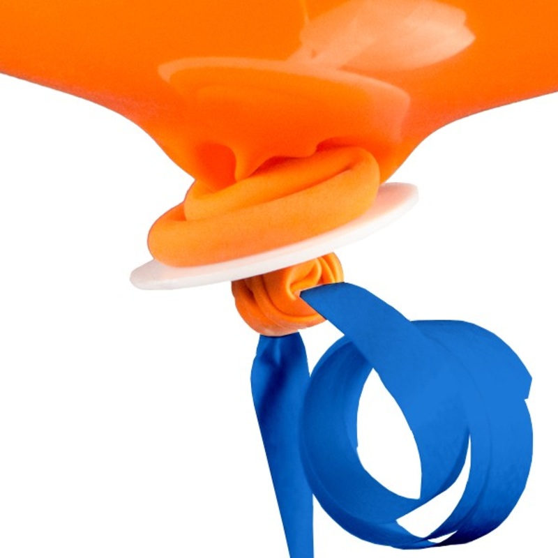 10 blue balloon caps with ribbon