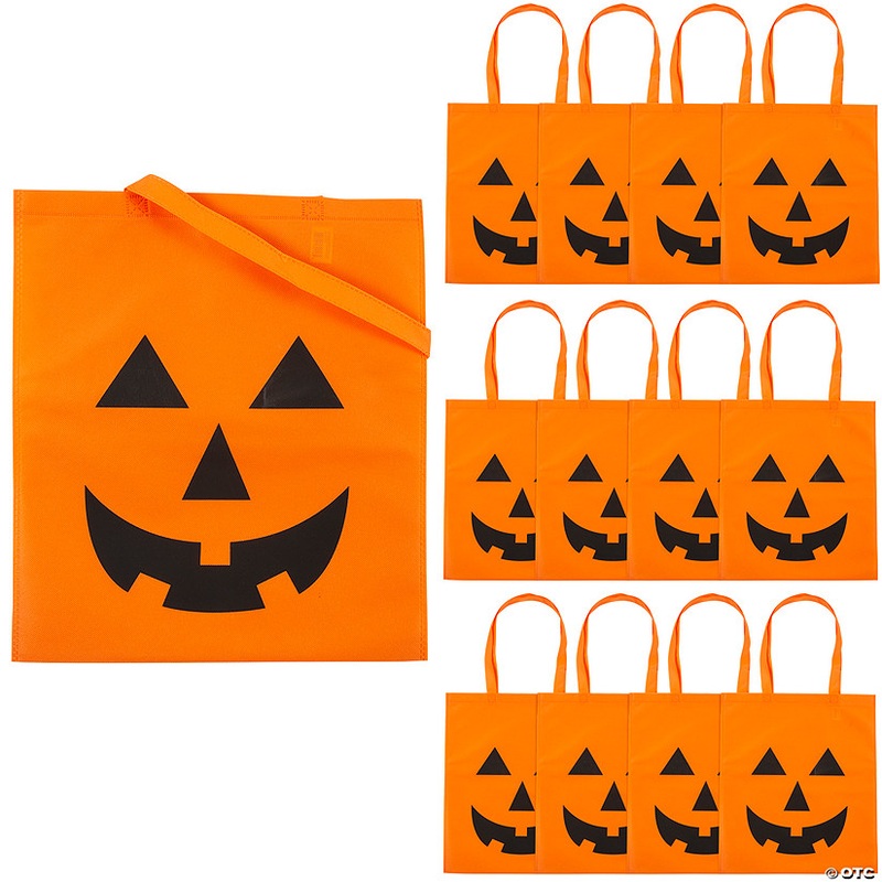 15 x 16 1/2 Large Jack-O-Lantern Tote Bags – 12 Pc.