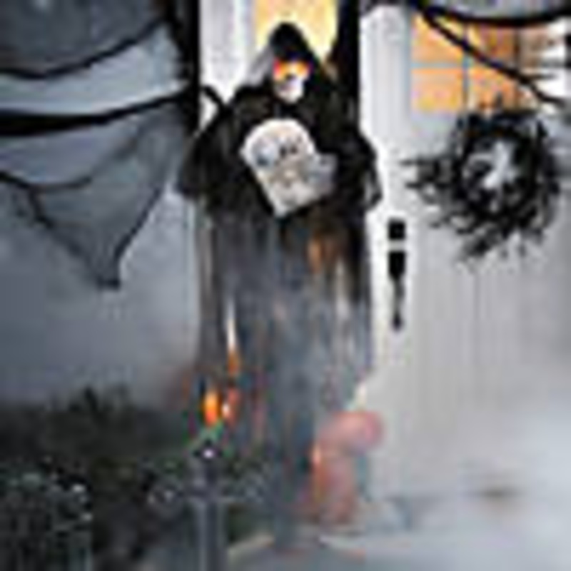 5 Ft. 2 Sonic Hanging Skeleton Reaper with Tombstone Halloween Decoration