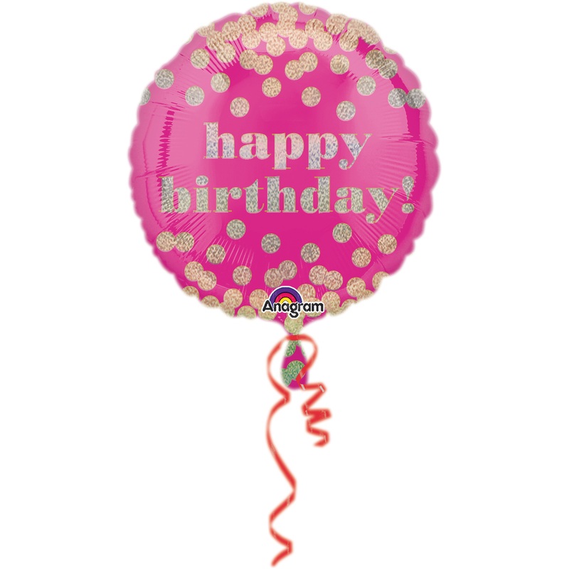 Birthday balloon with glittering dots pink